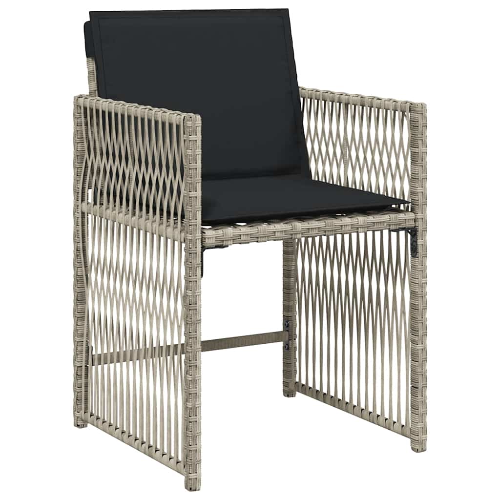 15-tlg. Garten-Essgruppe mit Kissen Hellgrau Poly Rattan