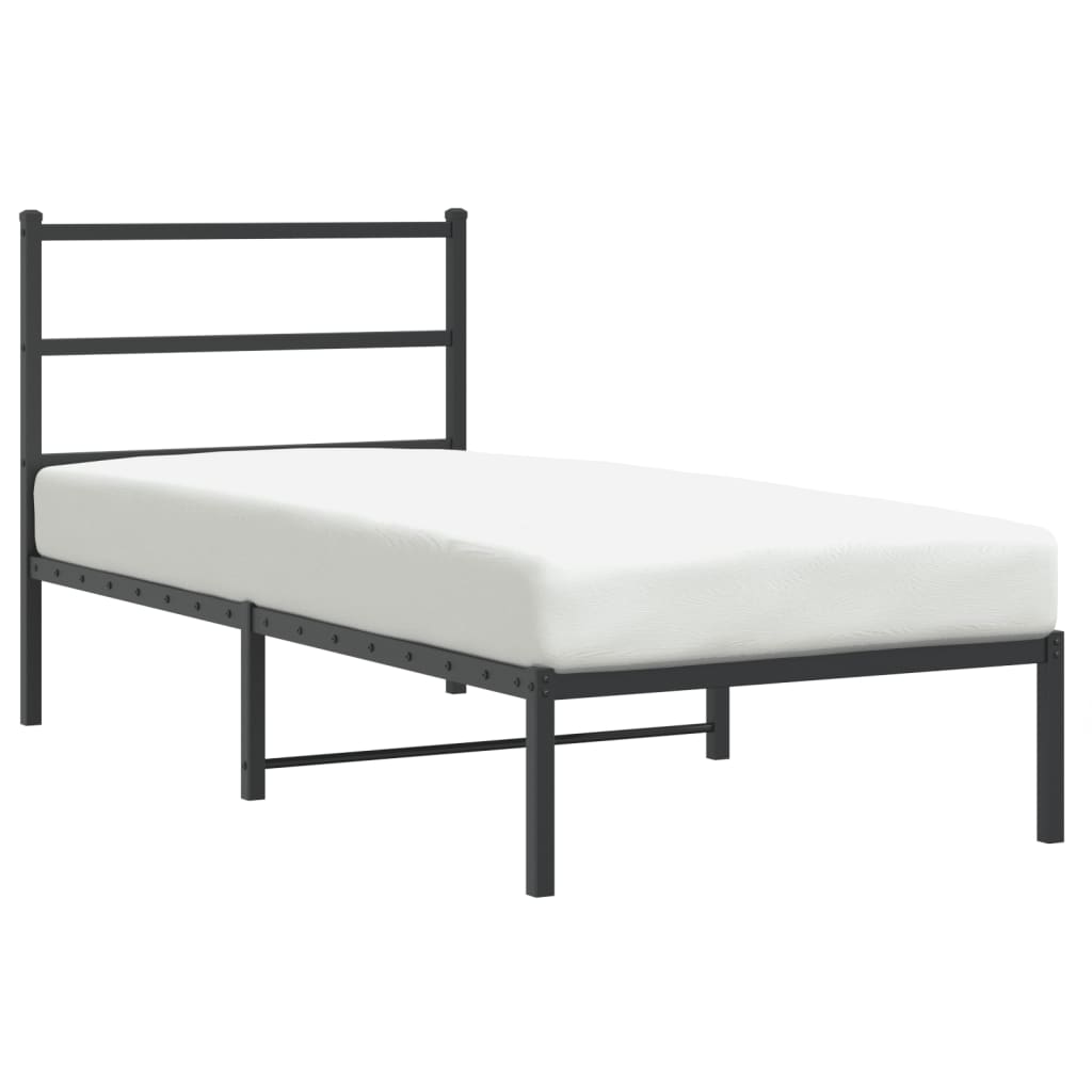 Bed frame with headboard metal black 90x190 cm