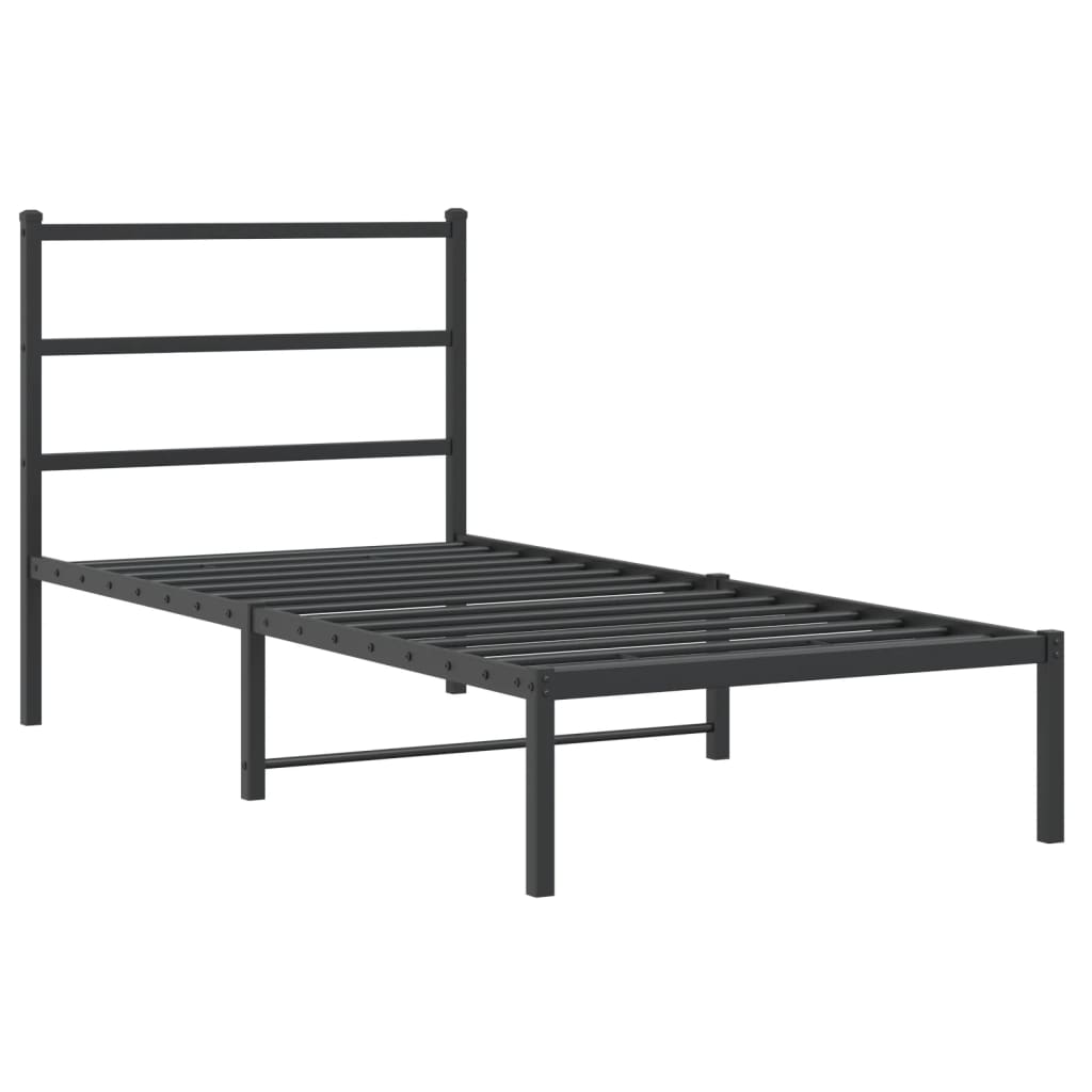 Bed frame with headboard metal black 90x190 cm