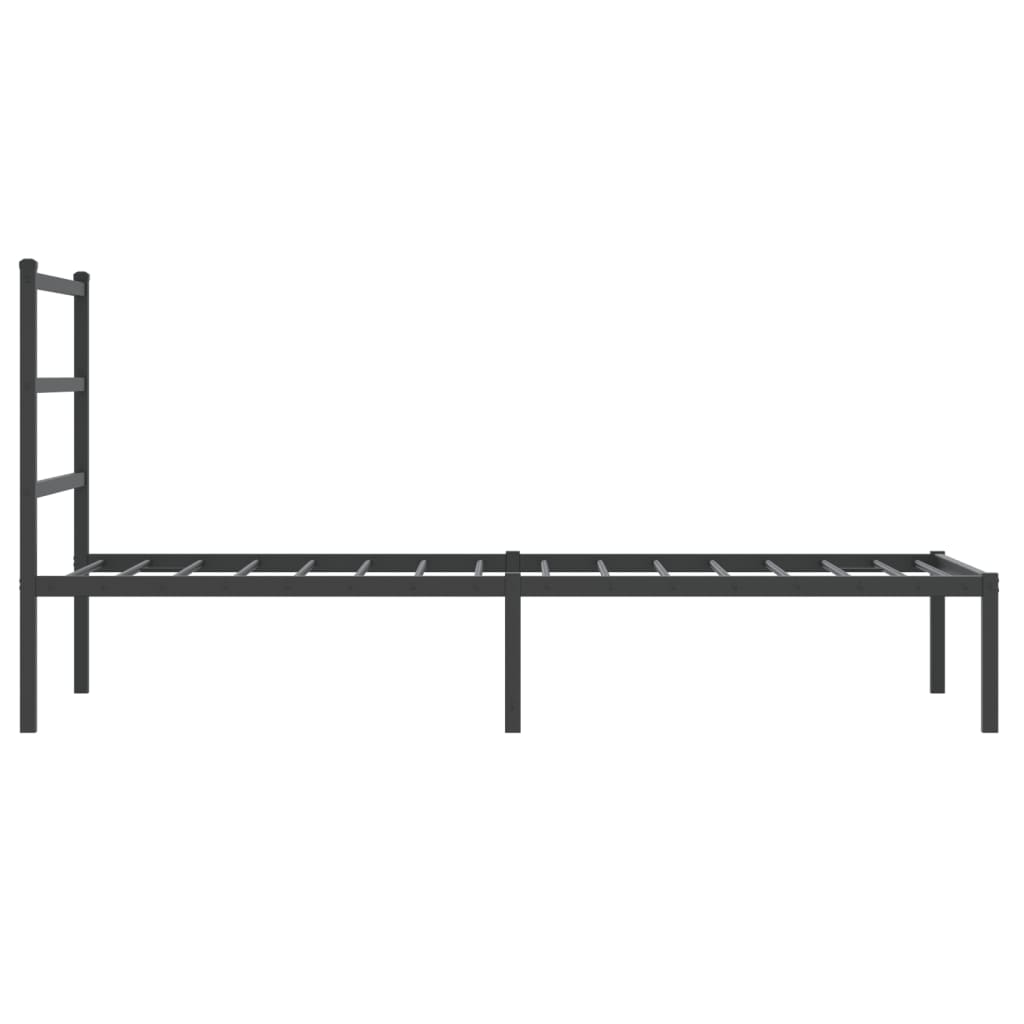 Bed frame with headboard metal black 90x190 cm
