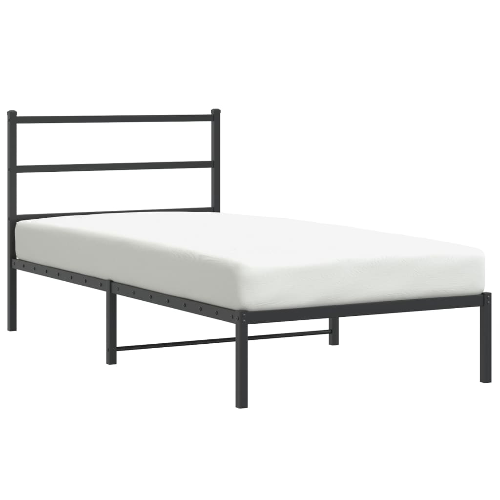 Bed frame with headboard metal black 100x190 cm