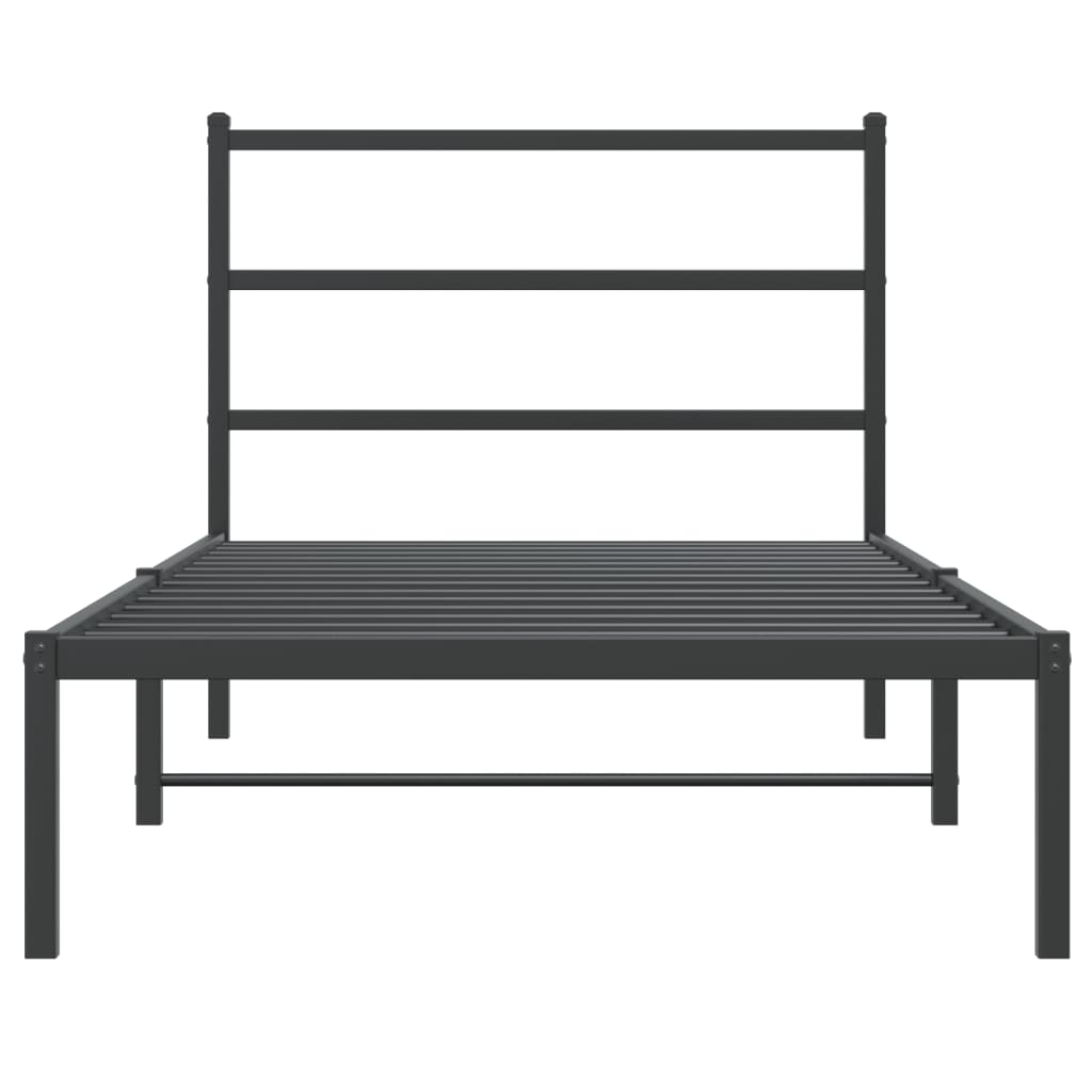 Bed frame with headboard metal black 100x190 cm