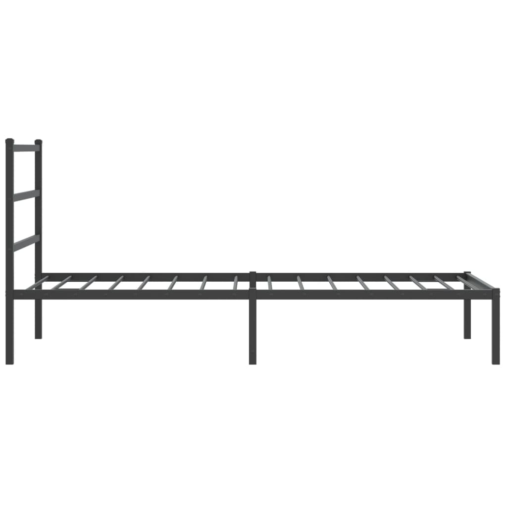 Bed frame with headboard metal black 100x190 cm