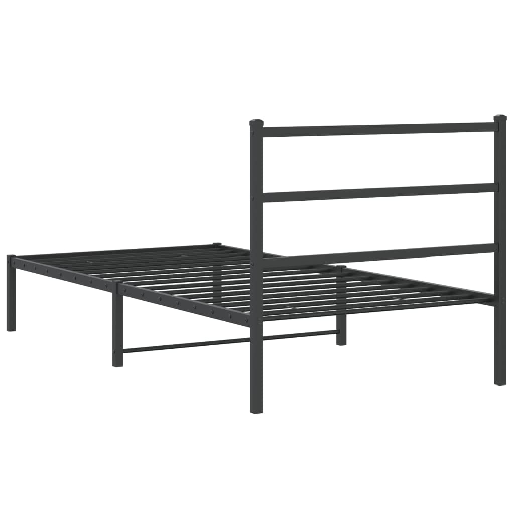 Bed frame with headboard metal black 100x190 cm