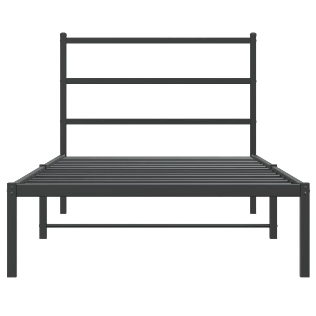 Bettgestell mit Kopfteil Metall Schwarz 100x200 cm