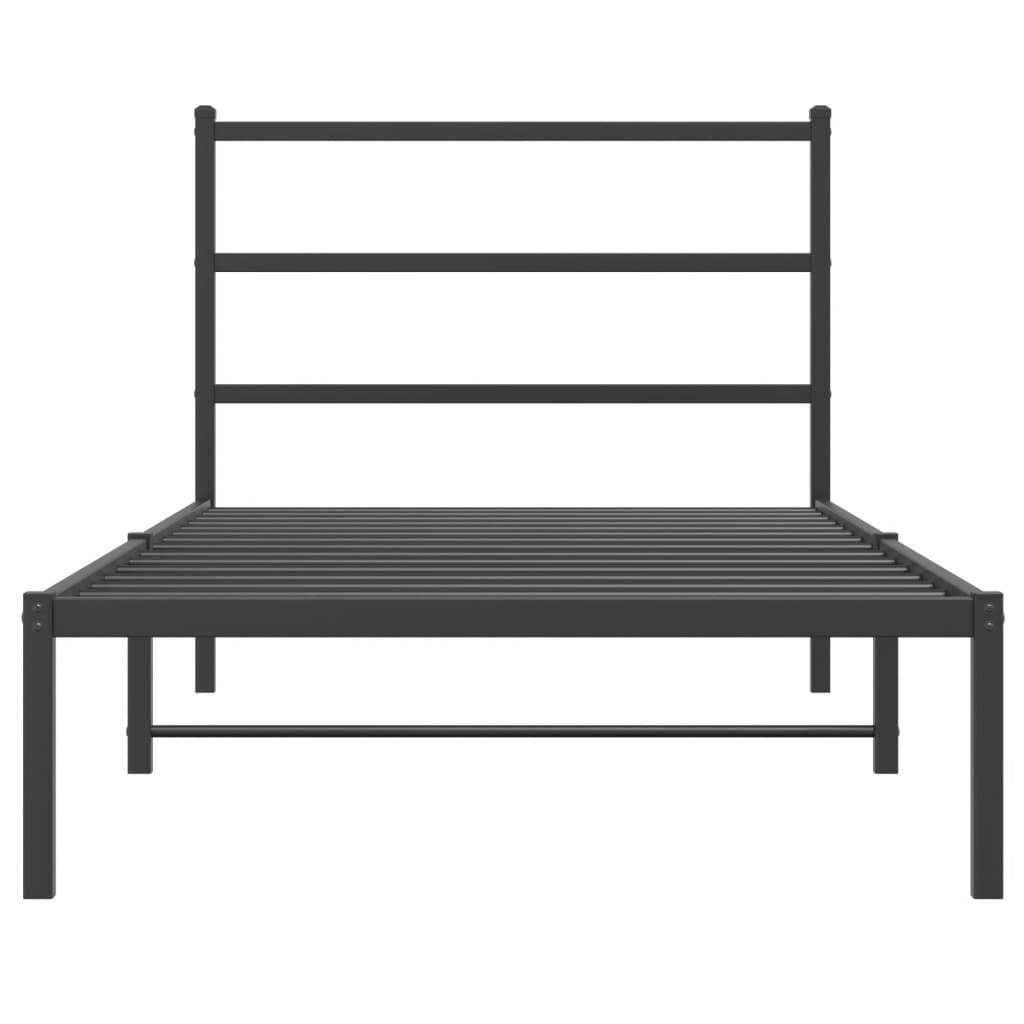 Bettgestell mit Kopfteil Metall Schwarz 107x203 cm