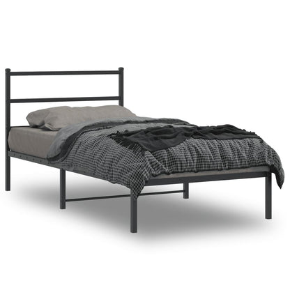 Bettgestell mit Kopfteil Metall Schwarz 107x203 cm