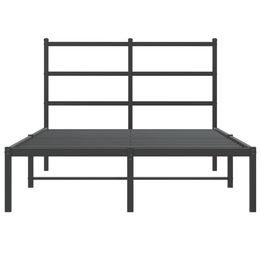 Bed frame with headboard metal black 120x190 cm