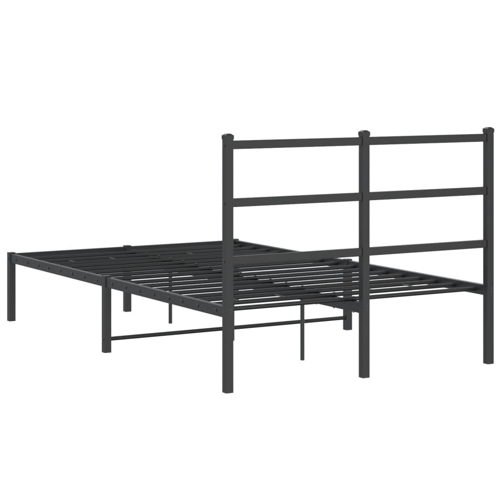 Bed frame with headboard metal black 120x190 cm