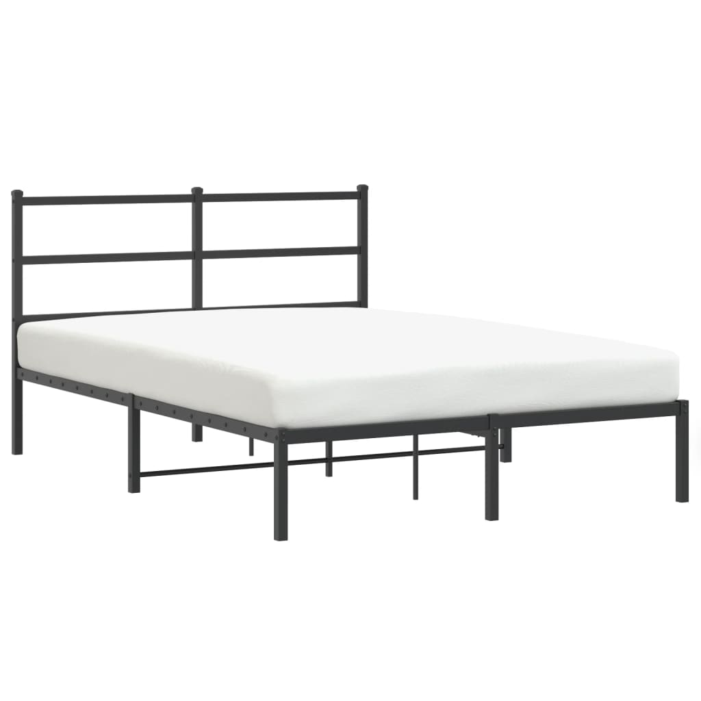 Bed frame with headboard metal black 140x190 cm