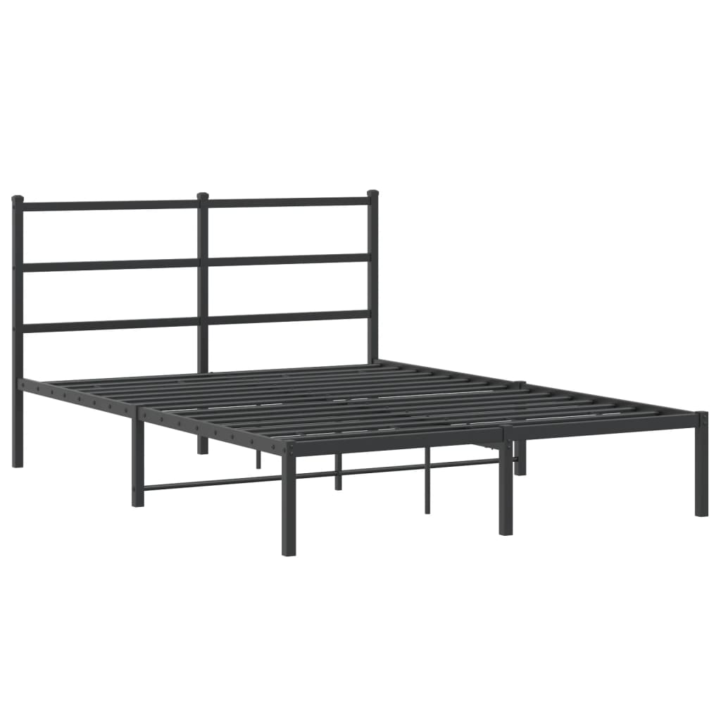 Bed frame with headboard metal black 140x190 cm