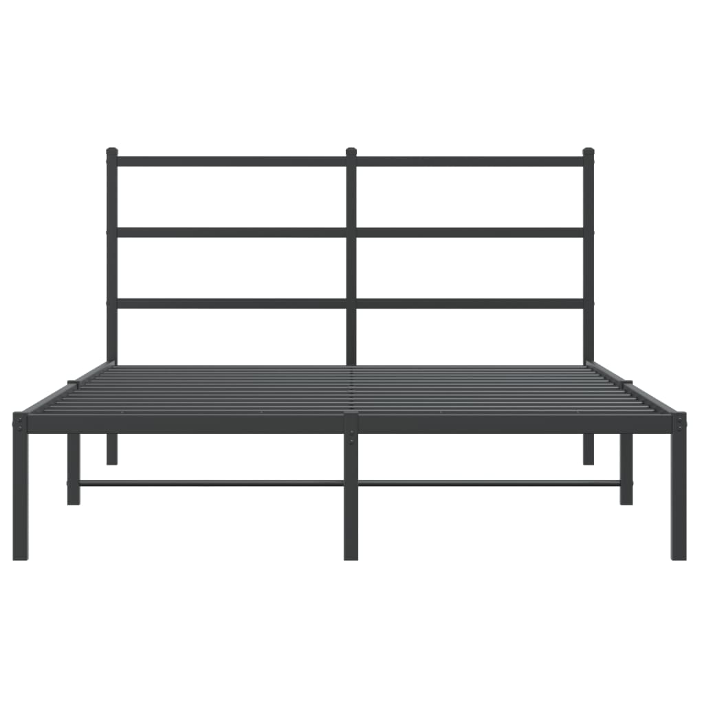 Bed frame with headboard metal black 140x190 cm