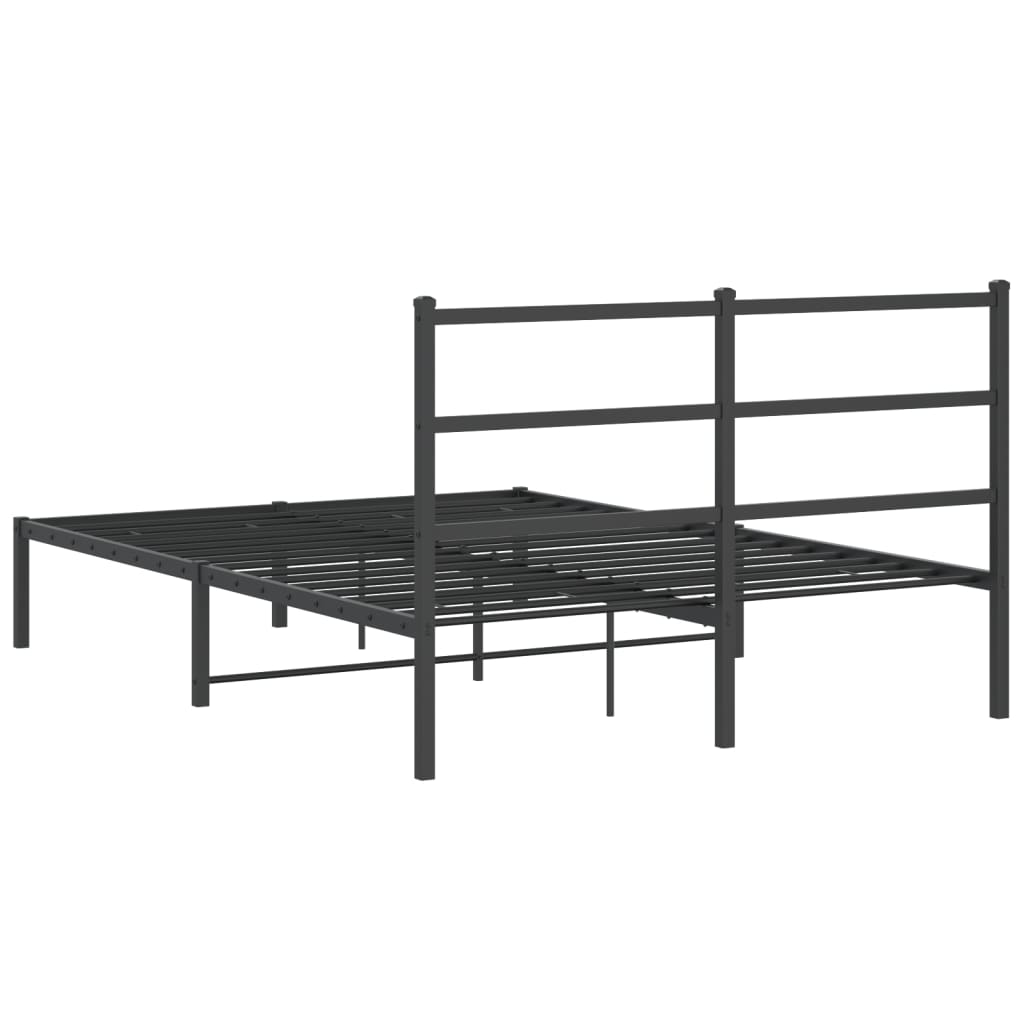 Bed frame with headboard metal black 140x190 cm