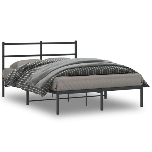 Bed frame with headboard metal black 140x190 cm