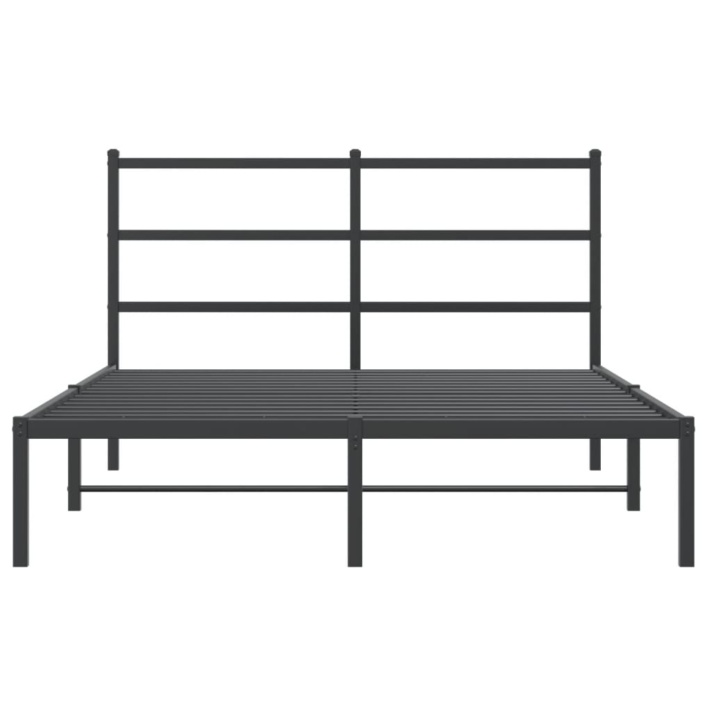 Bed frame with headboard metal black 140x200 cm