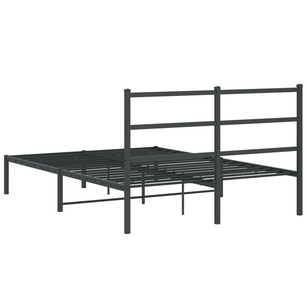 Bed frame with headboard metal black 140x200 cm