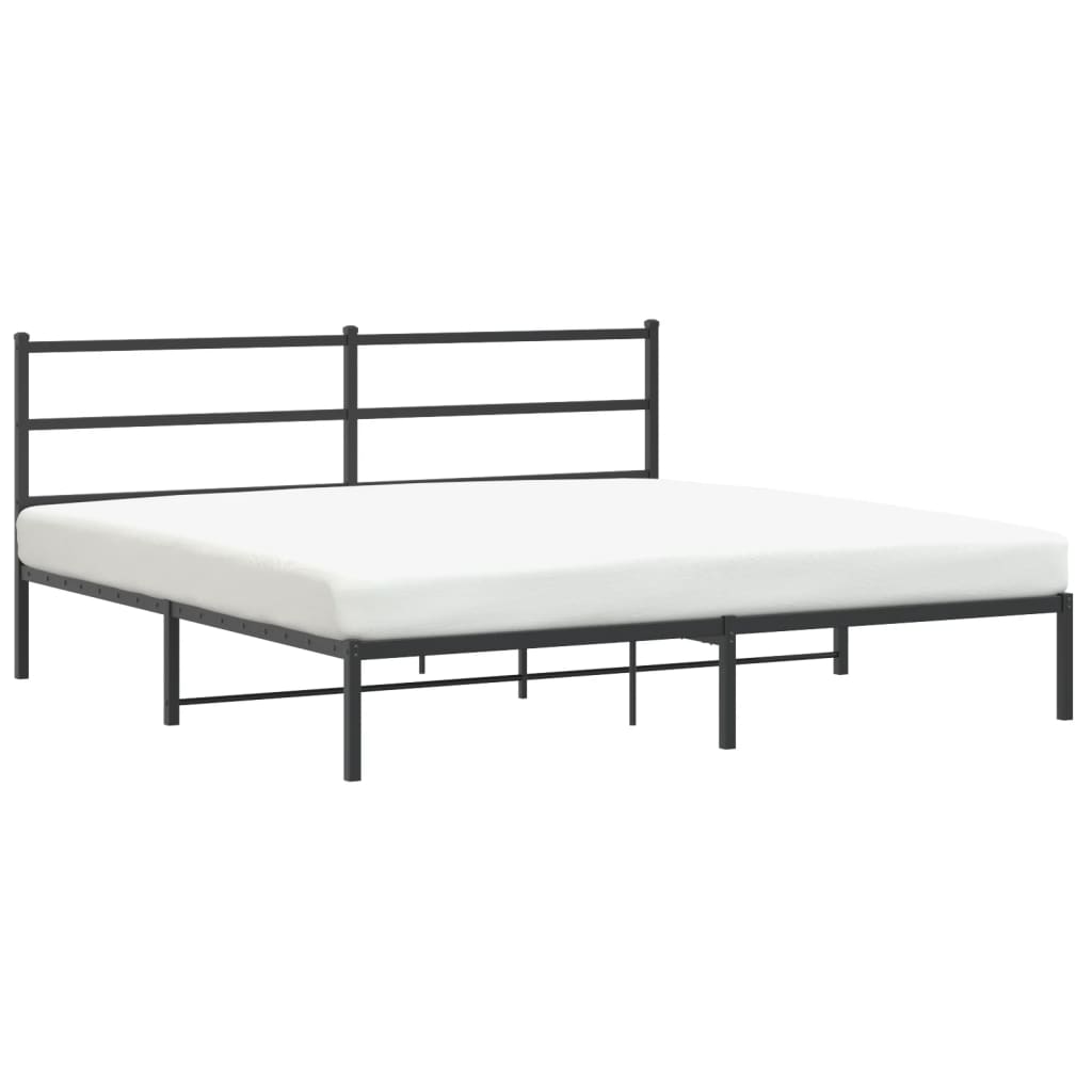 Bed frame with headboard metal black 183x213 cm
