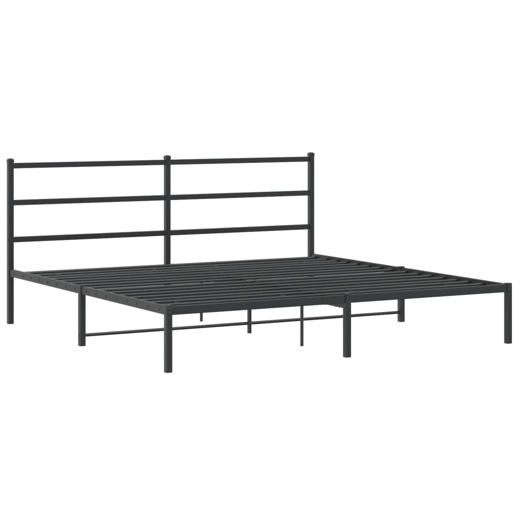 Bed frame with headboard metal black 183x213 cm