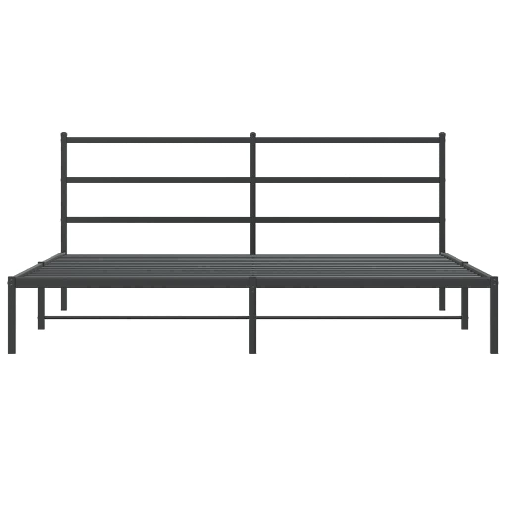 Bed frame with headboard metal black 183x213 cm