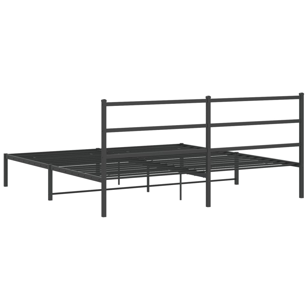 Bed frame with headboard metal black 183x213 cm