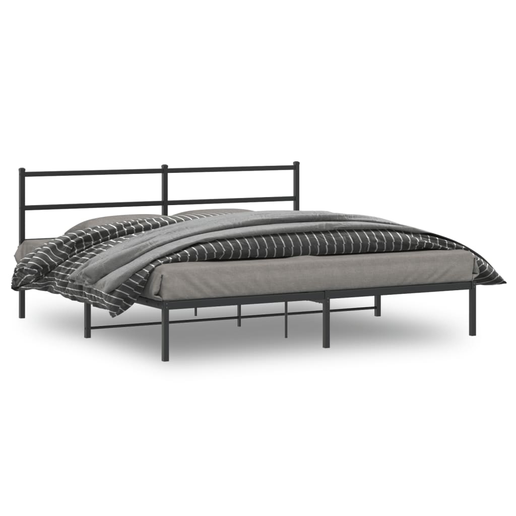 Bed frame with headboard metal black 183x213 cm