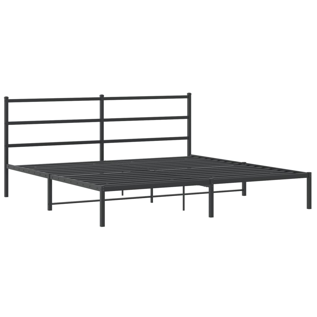 Bed frame with headboard metal black 193x203 cm