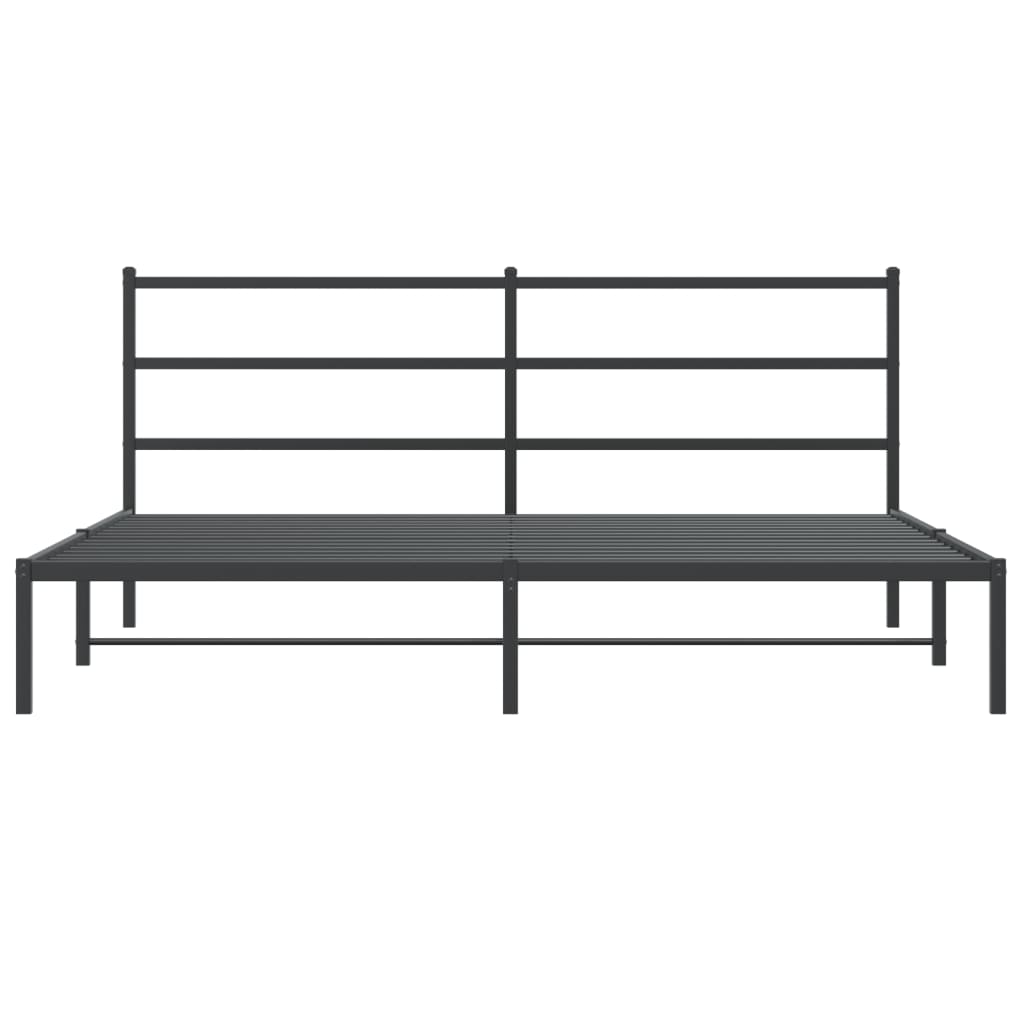 Bed frame with headboard metal black 193x203 cm