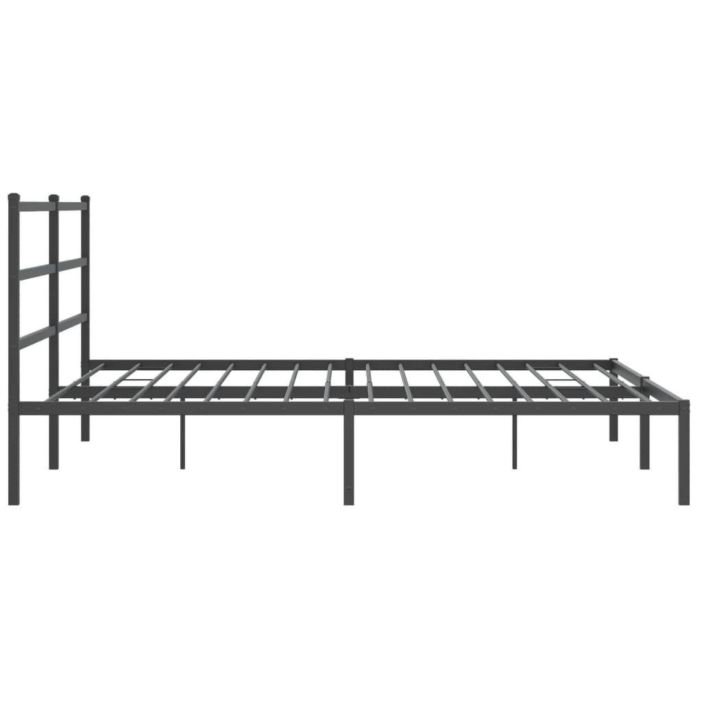 Bed frame with headboard metal black 193x203 cm