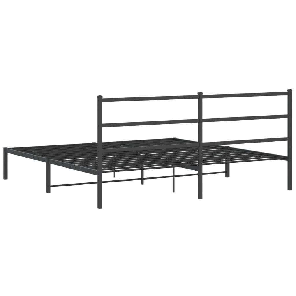 Bed frame with headboard metal black 193x203 cm