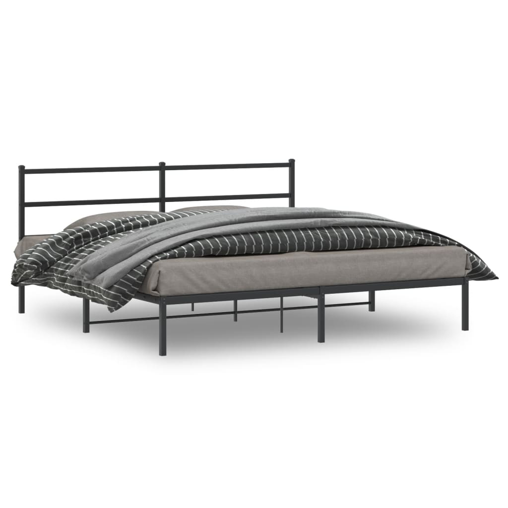 Bed frame with headboard metal black 193x203 cm