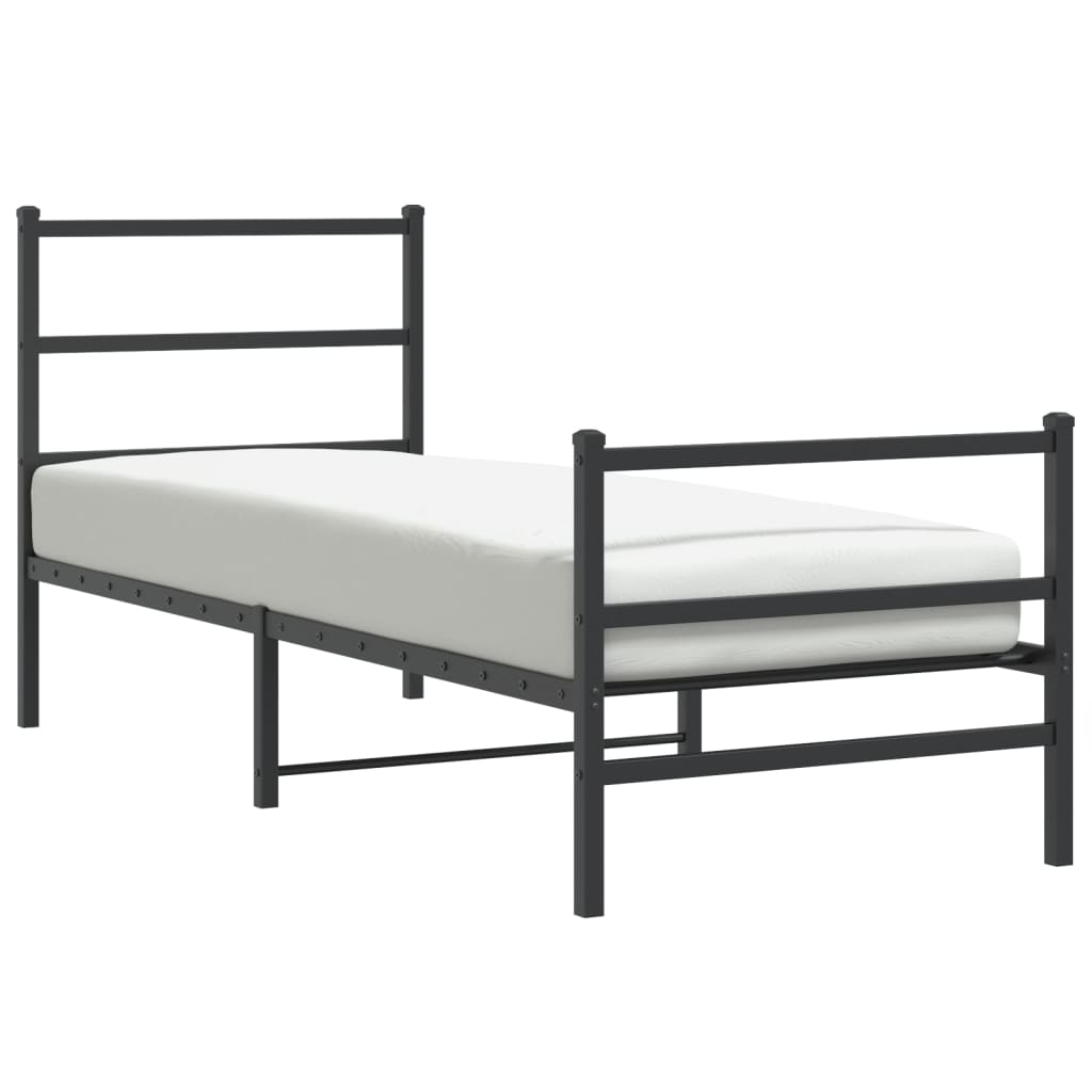 Bed frame with head and footboard metal black 80x200 cm