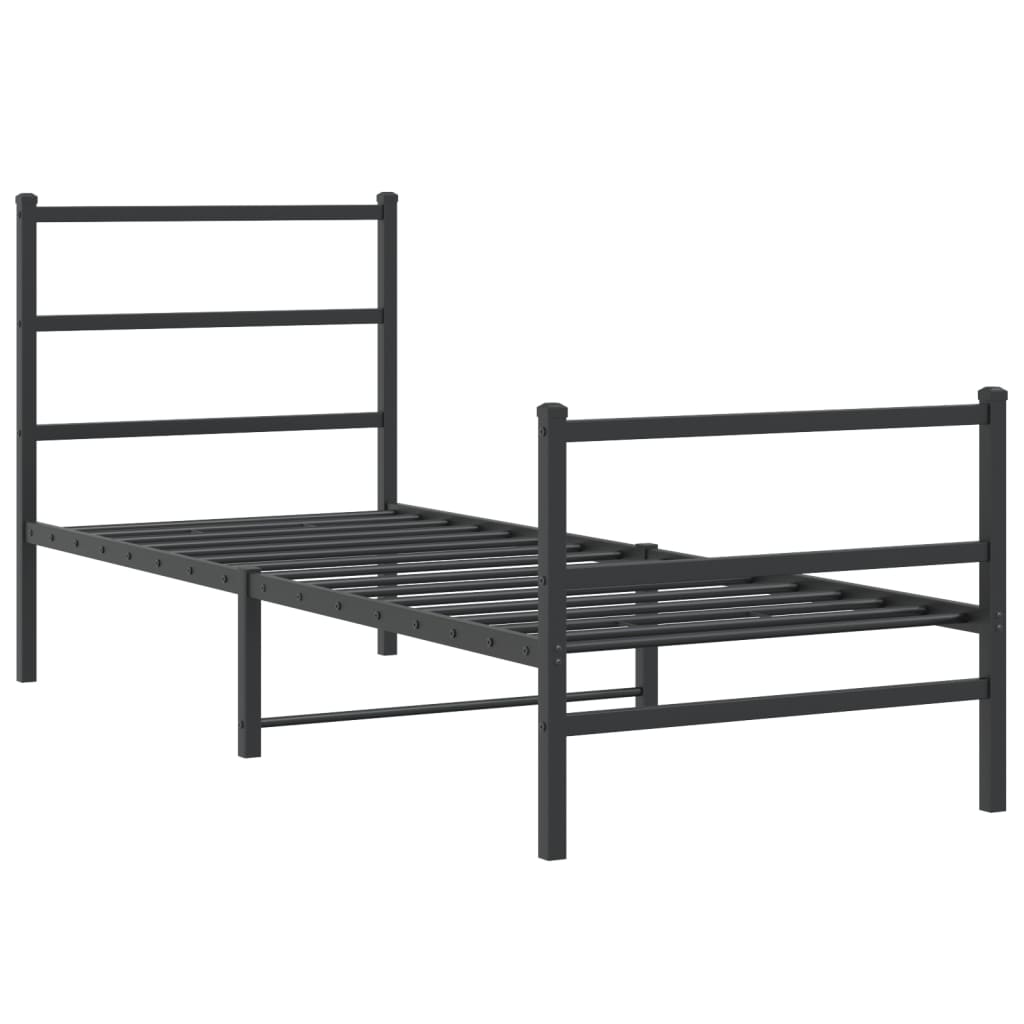 Bed frame with head and footboard metal black 80x200 cm