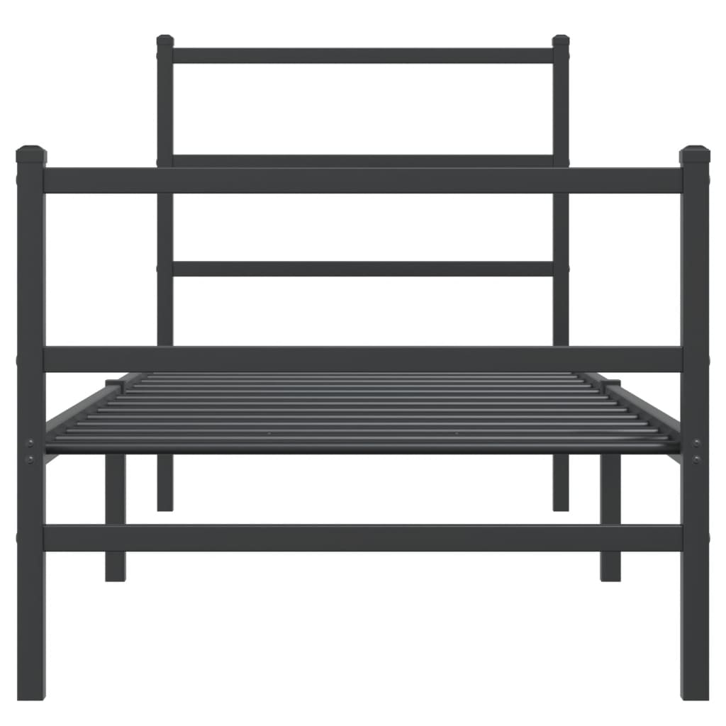 Bed frame with head and footboard metal black 80x200 cm