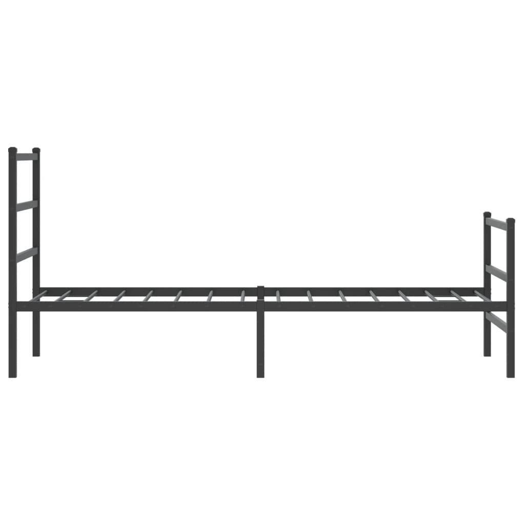 Bed frame with head and footboard metal black 80x200 cm