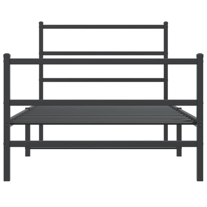 Bettgestell mit Kopf- und Fußteil Metall Schwarz 100x200 cm