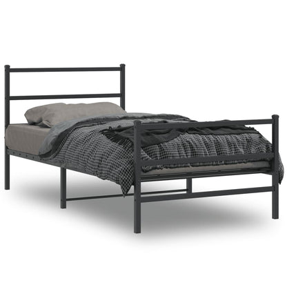 Bettgestell mit Kopf- und Fußteil Metall Schwarz 100x200 cm