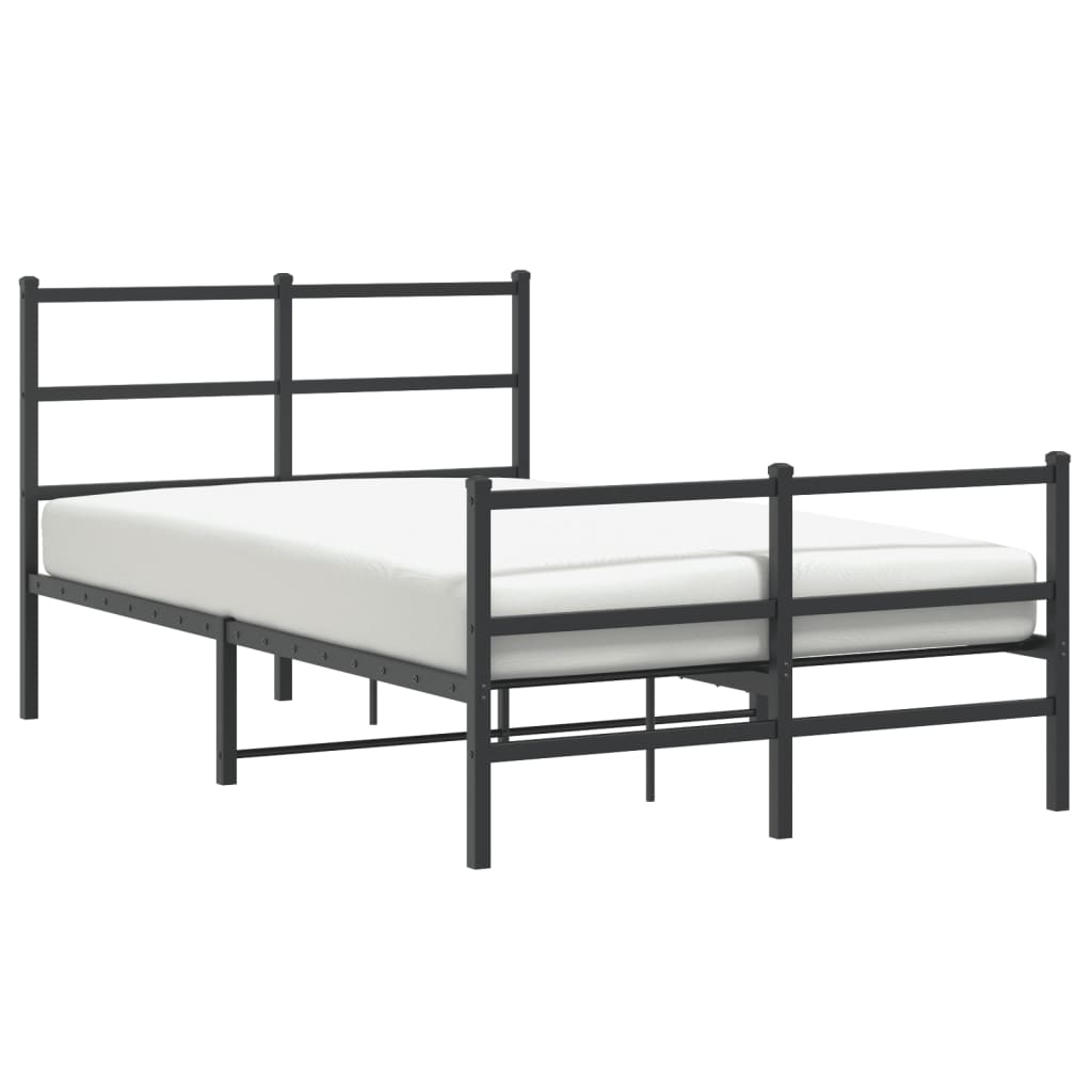 Bed frame with head and footboard metal black 120x200 cm