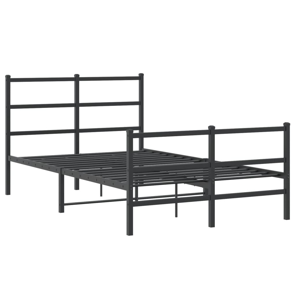 Bed frame with head and footboard metal black 120x200 cm