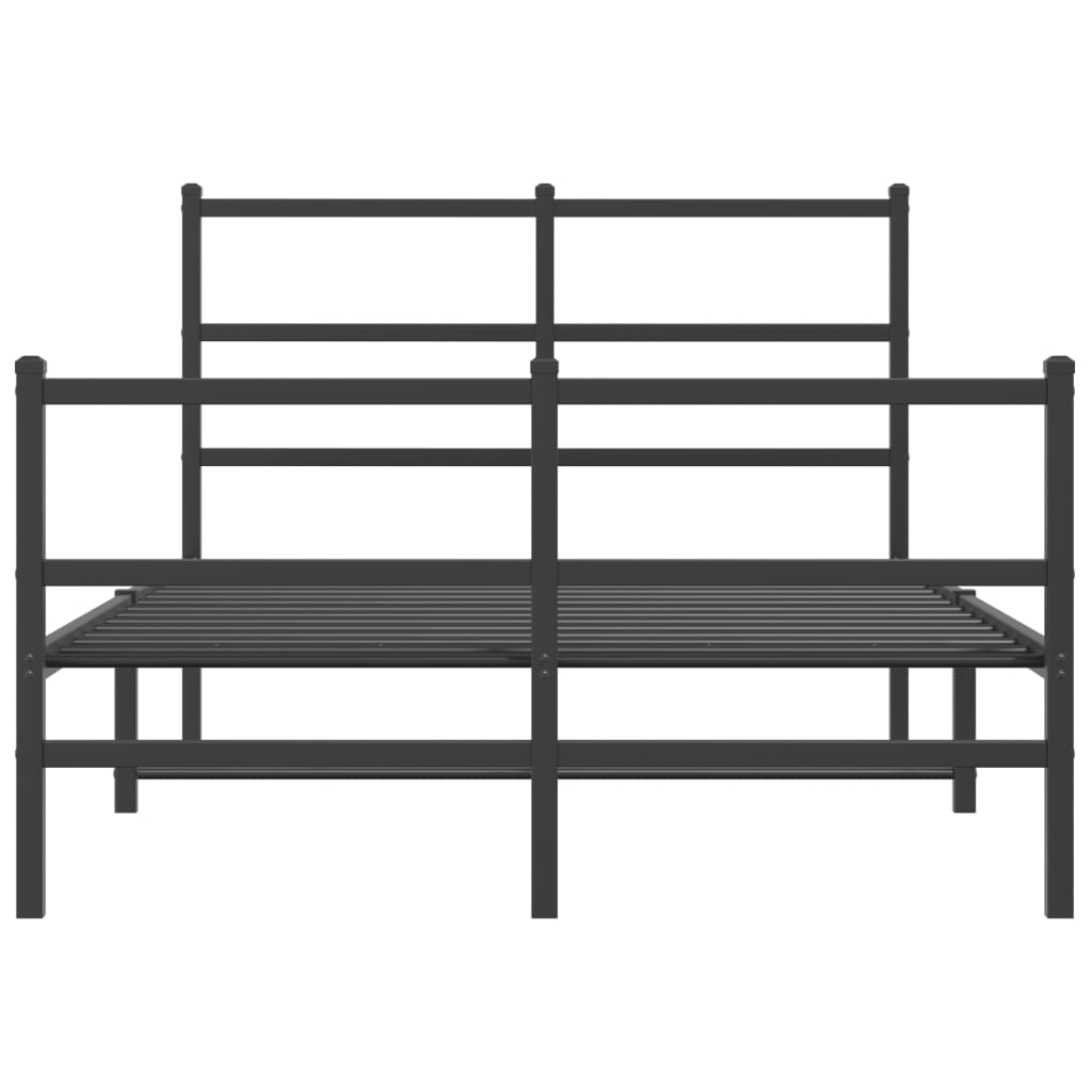 Bed frame with head and footboard metal black 120x200 cm