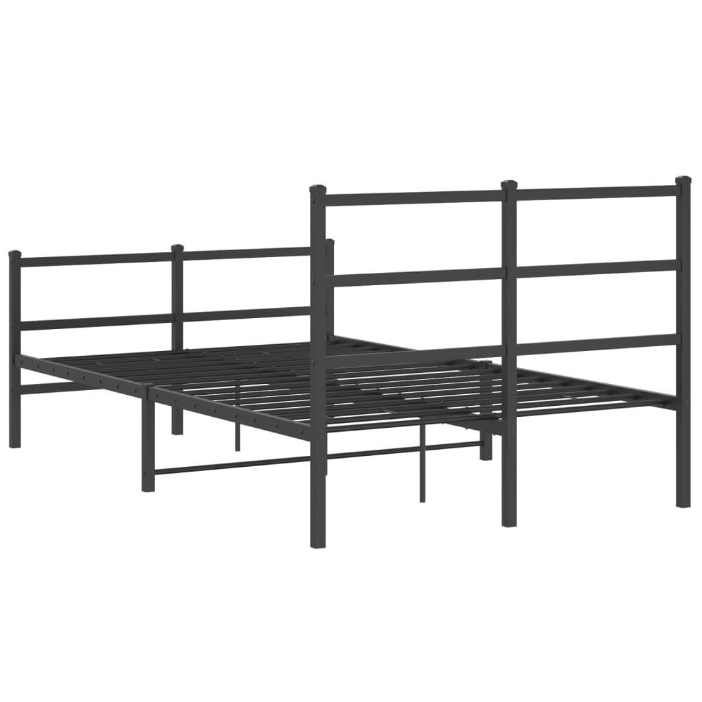 Bed frame with head and footboard metal black 120x200 cm