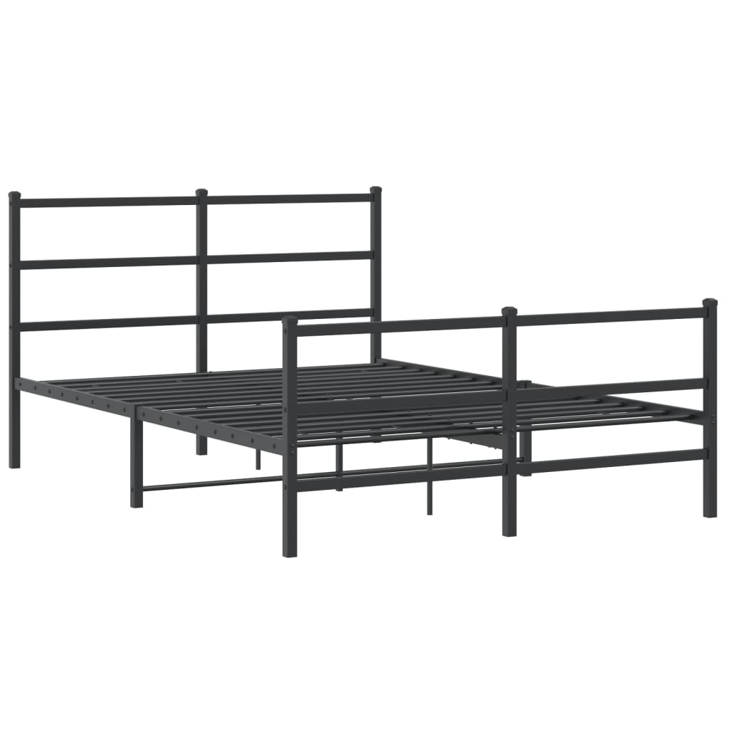 Bed frame with head and footboard metal black 135x190 cm