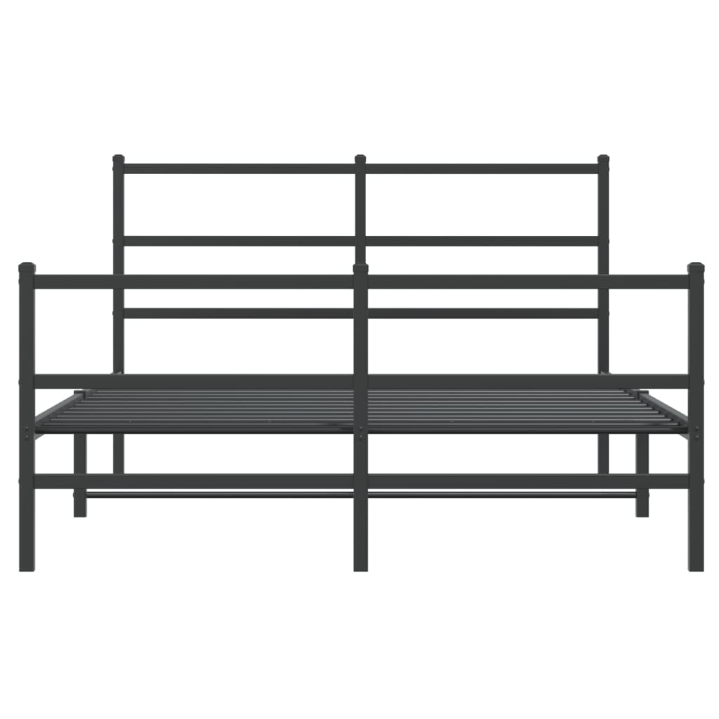 Bed frame with head and footboard metal black 135x190 cm