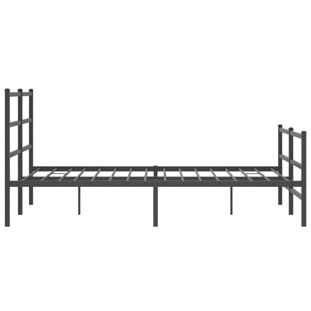 Bed frame with head and footboard metal black 135x190 cm