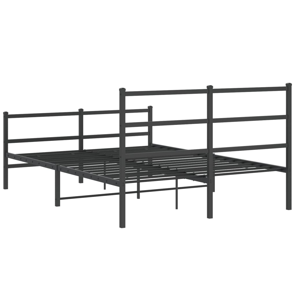 Bed frame with head and footboard metal black 135x190 cm