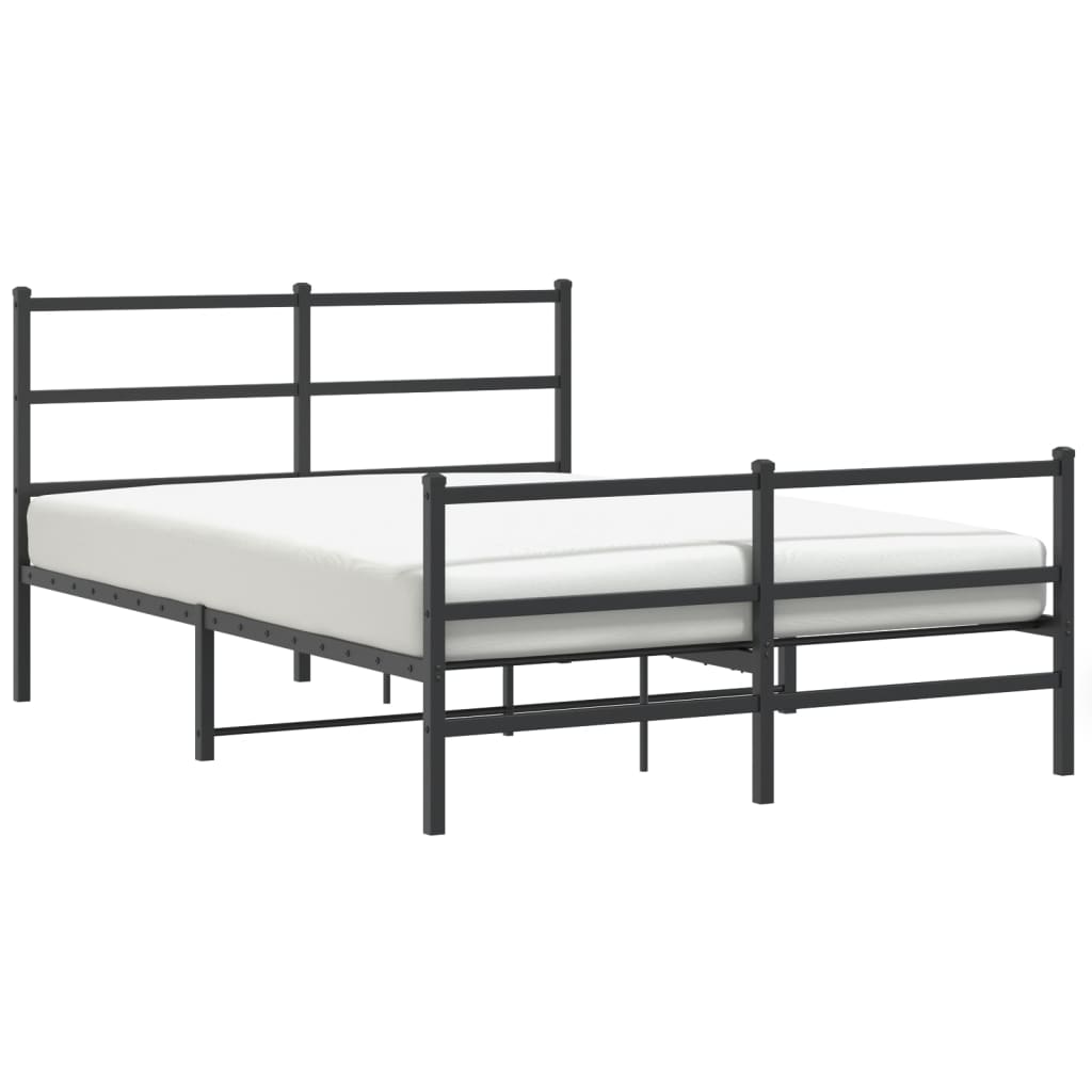 Bed frame with head and footboard metal black 140x190 cm