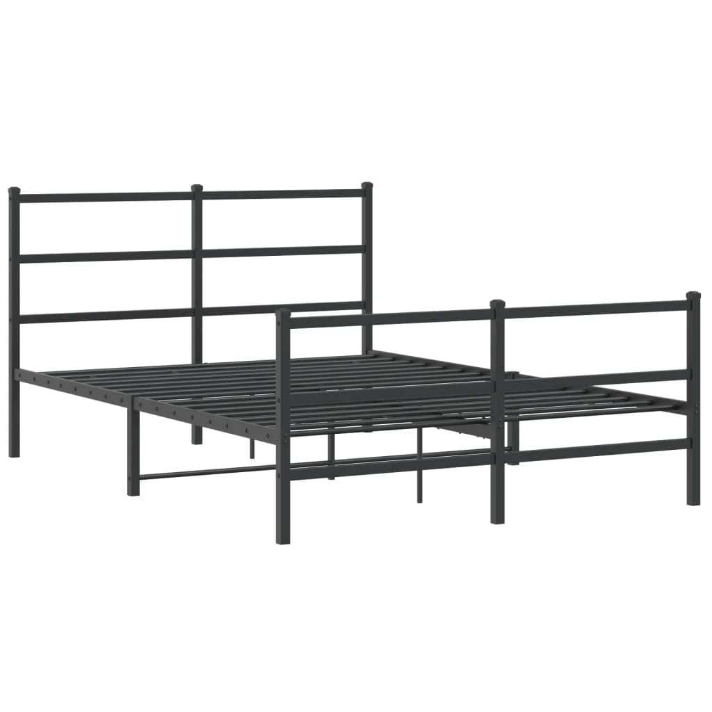 Bed frame with head and footboard metal black 140x190 cm