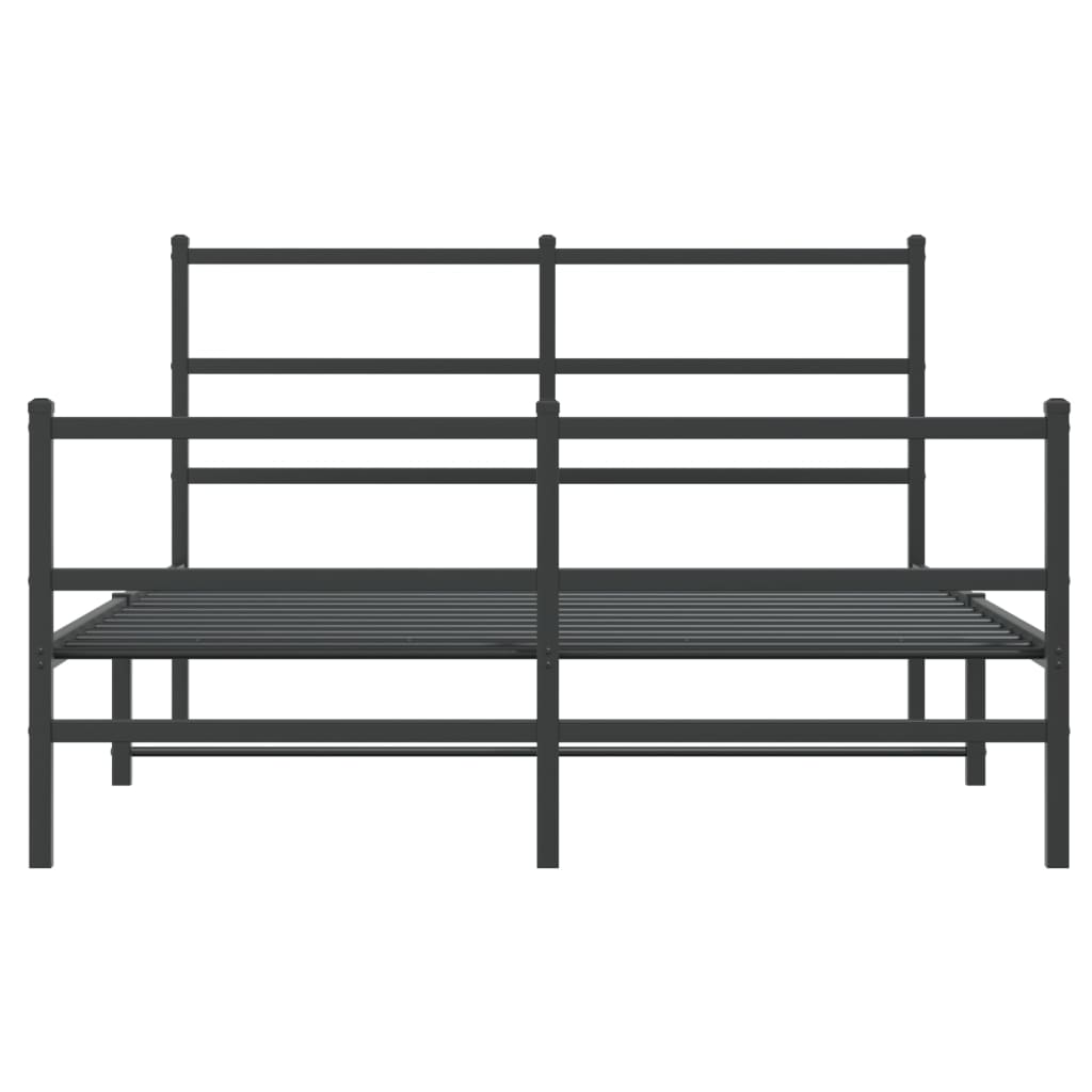 Bed frame with head and footboard metal black 140x190 cm