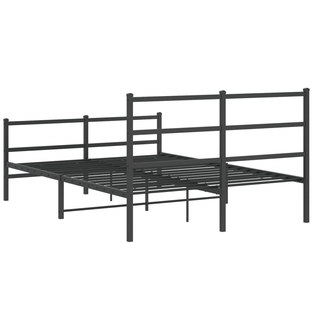 Bed frame with head and footboard metal black 140x190 cm