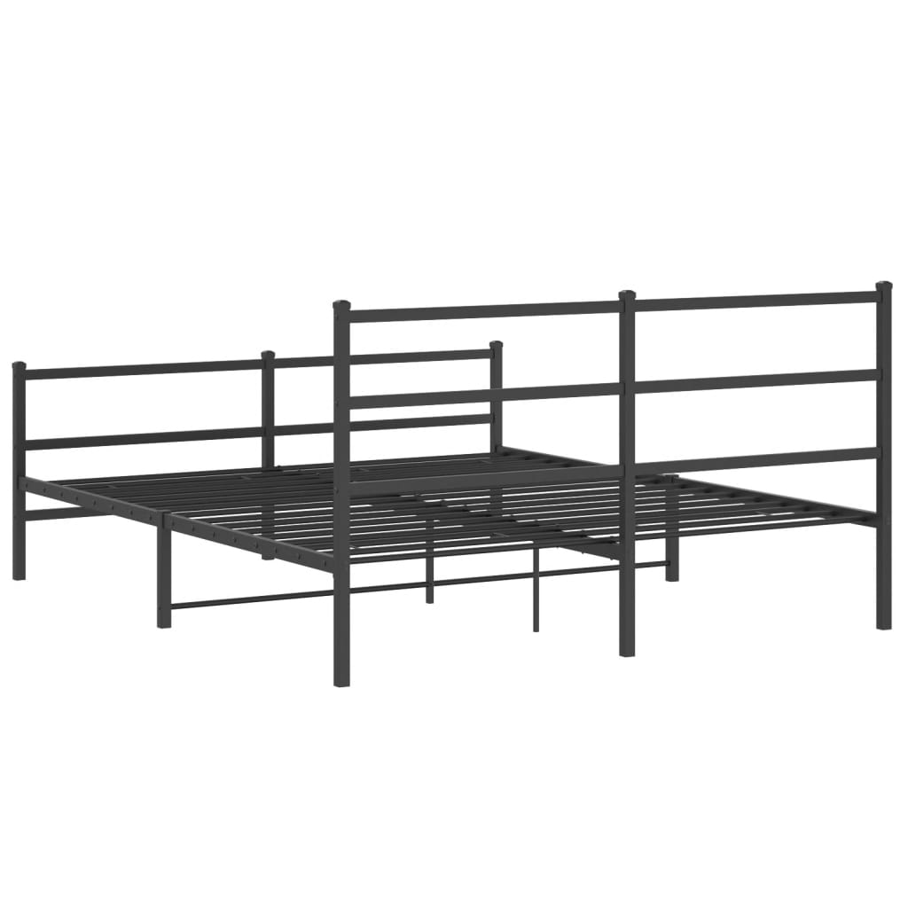 Bettgestell mit Kopf- und Fußteil Metall Schwarz 160x200 cm