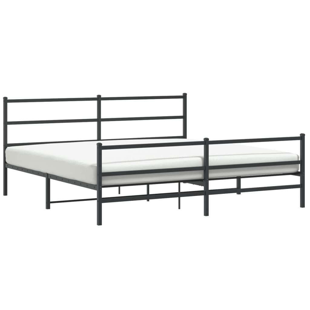Bettgestell mit Kopf- und Fußteil Metall Schwarz 180x200 cm